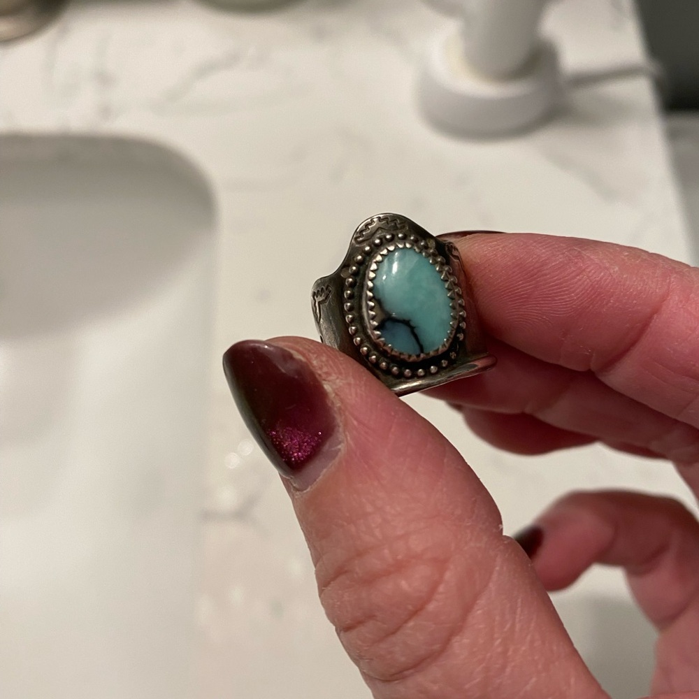 Turquoise Shield Ring - image 1
